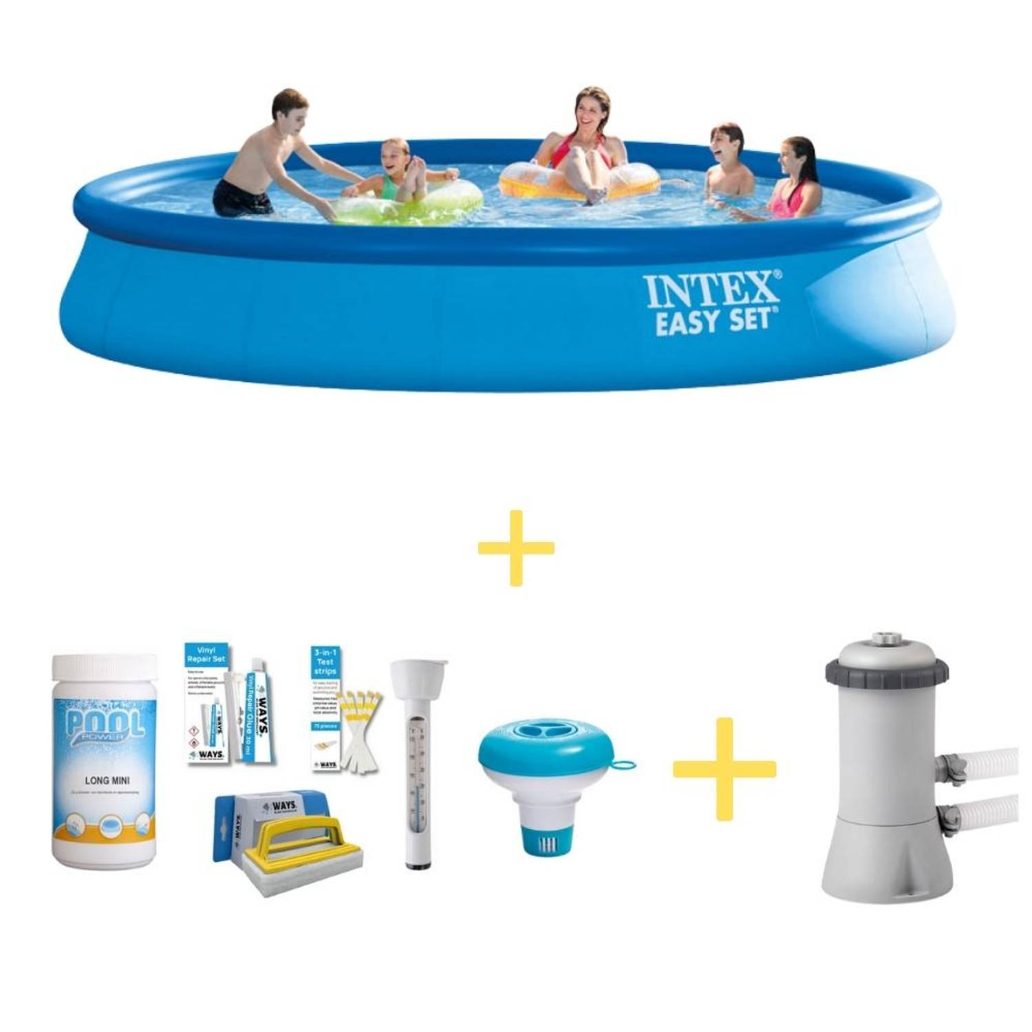 Intex Zwembad Easy Set 457 X 84 Cm Inclusief Ways Onderhoudspakket & Filterpomp