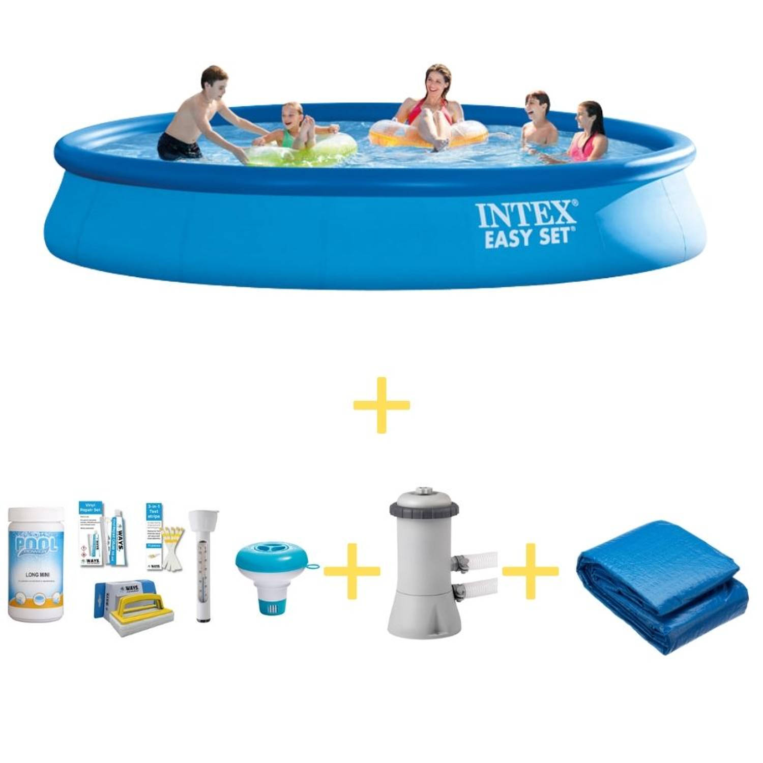 Intex Zwembad Easy Set 457 X 84 Cm Inclusief Ways Onderhoudspakket, Filterpomp & Grondzeil