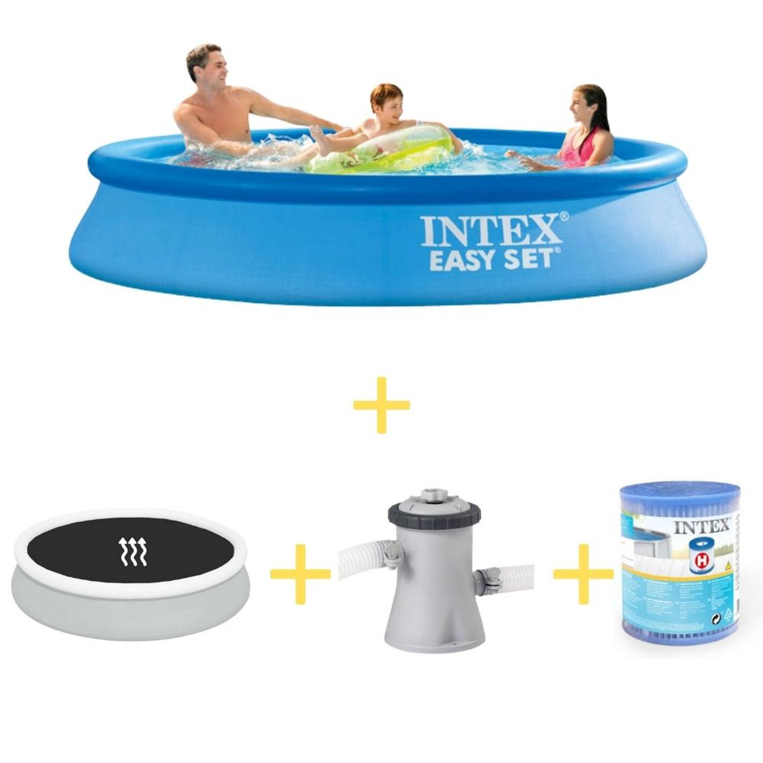 Onleesbaar veel plezier Missie Intex Zwembad - Easy Set - 305 x 61 cm - Inclusief Solarzeil, Filterpomp &  Filter | Blokker