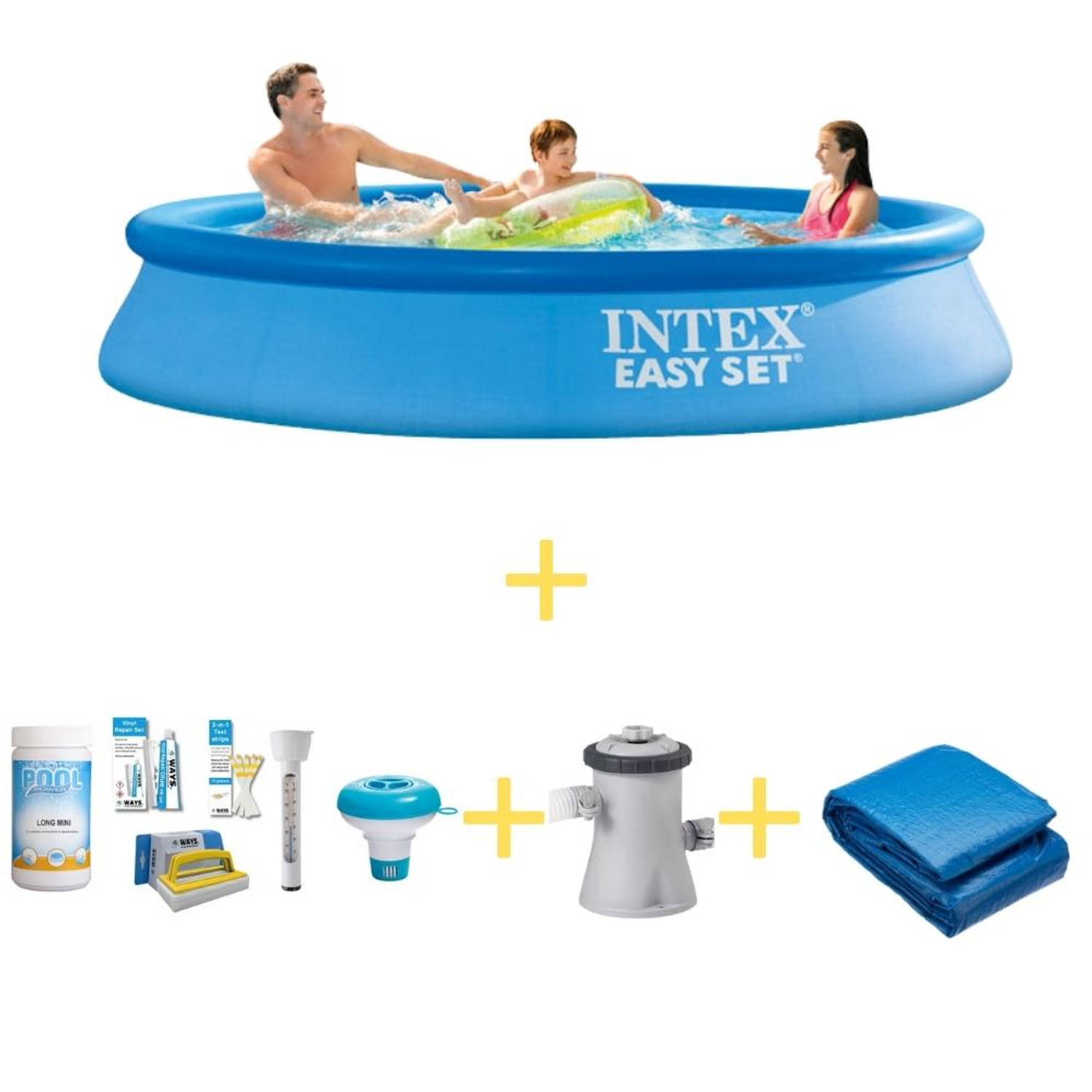 kant Negende factor Intex Zwembad - Easy Set - 305 x 61 cm - Inclusief WAYS Onderhoudspakket,  Filterpomp & Grondzeil | Blokker
