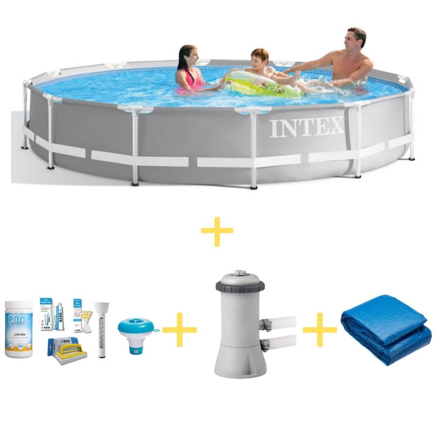 Intex Zwembad Prism Frame 366 X 76 Cm Inclusief Ways Onderhoudspakket, Filterpomp & Grondzeil