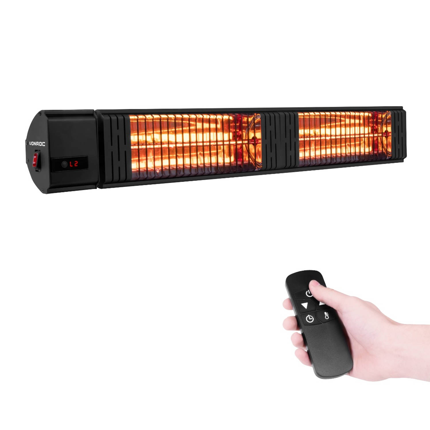 VONROC Heater Volsini - 3000W - Met afstandsbediening, timer, instelbare warmtes en LCD-scherm