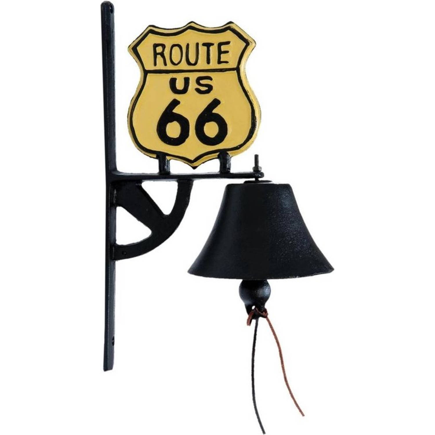 BMPdesign Gietijzeren deurbel Route 66 (geel)