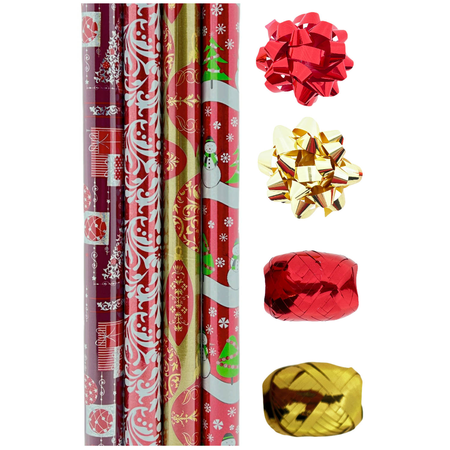 Winter - Kerstpapier - Cadeaupapier - Metallic - Inpakpapier - Pakket P3 - 13-delig