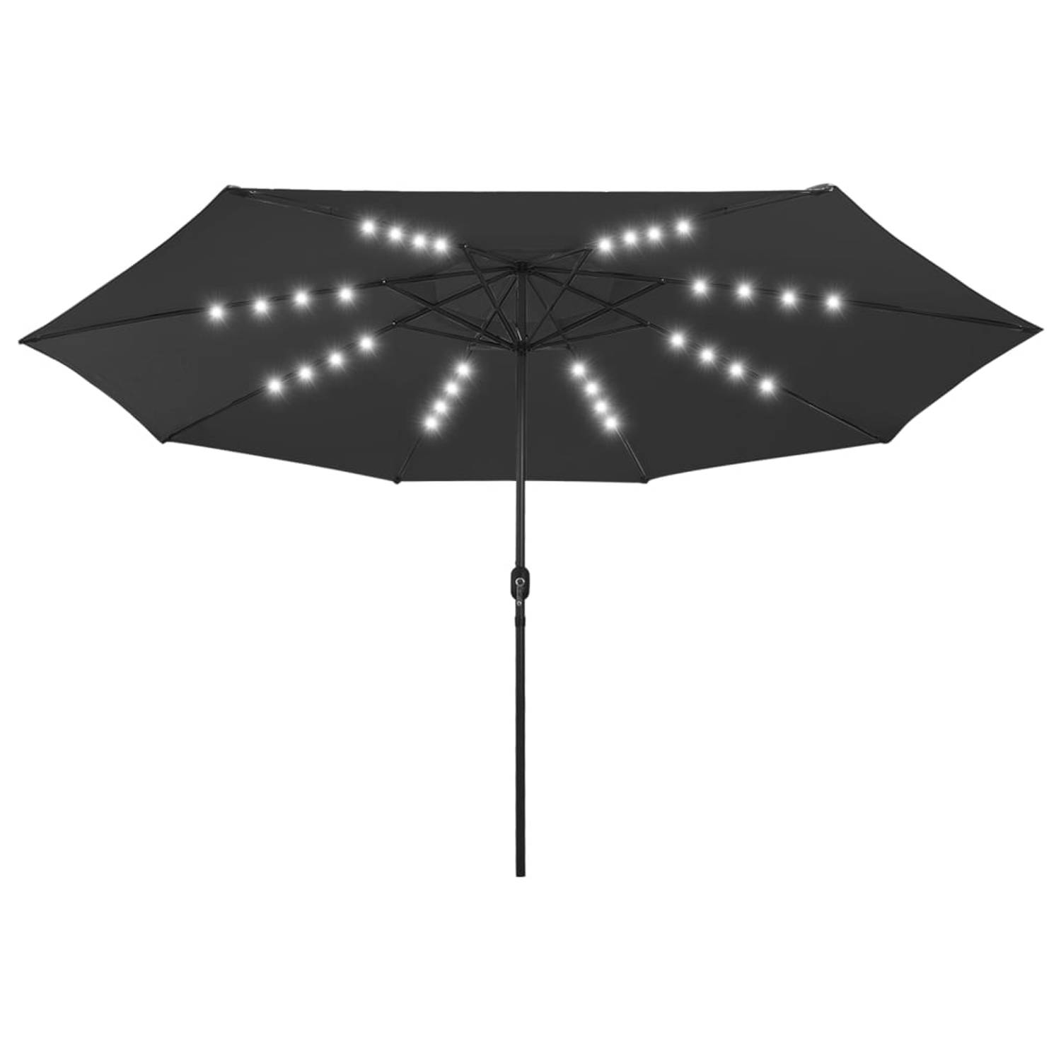The Living Store Parasol met LED-verlichting en metalen paal 400 cm zwart - Parasol