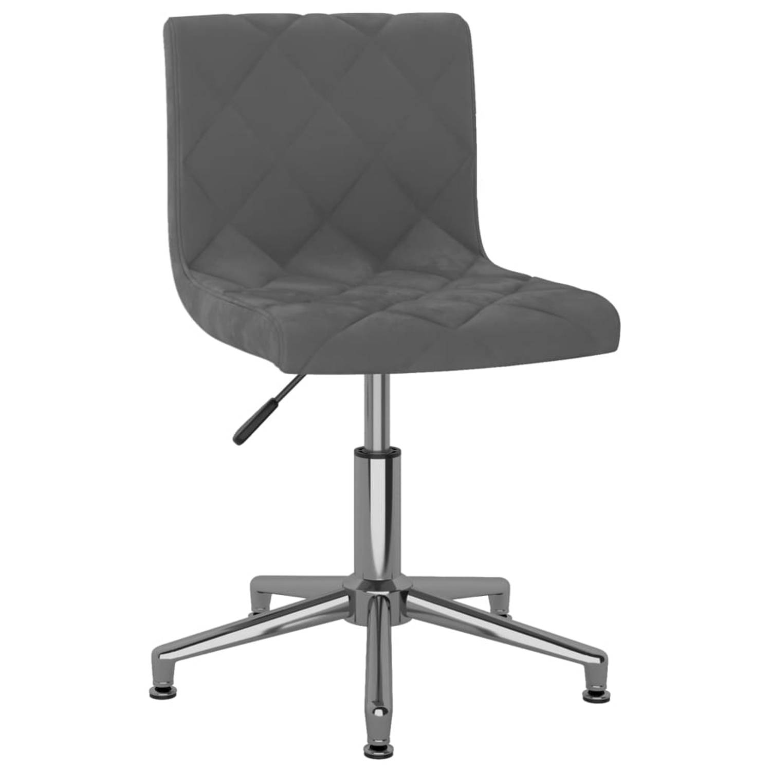 The Living Store Draaibare Eetkamerstoelen - Set van 4 - Fluweel - Donkergrijs - 40 x 43 x (74.5 - 88.5) cm - Verchroomd Staal