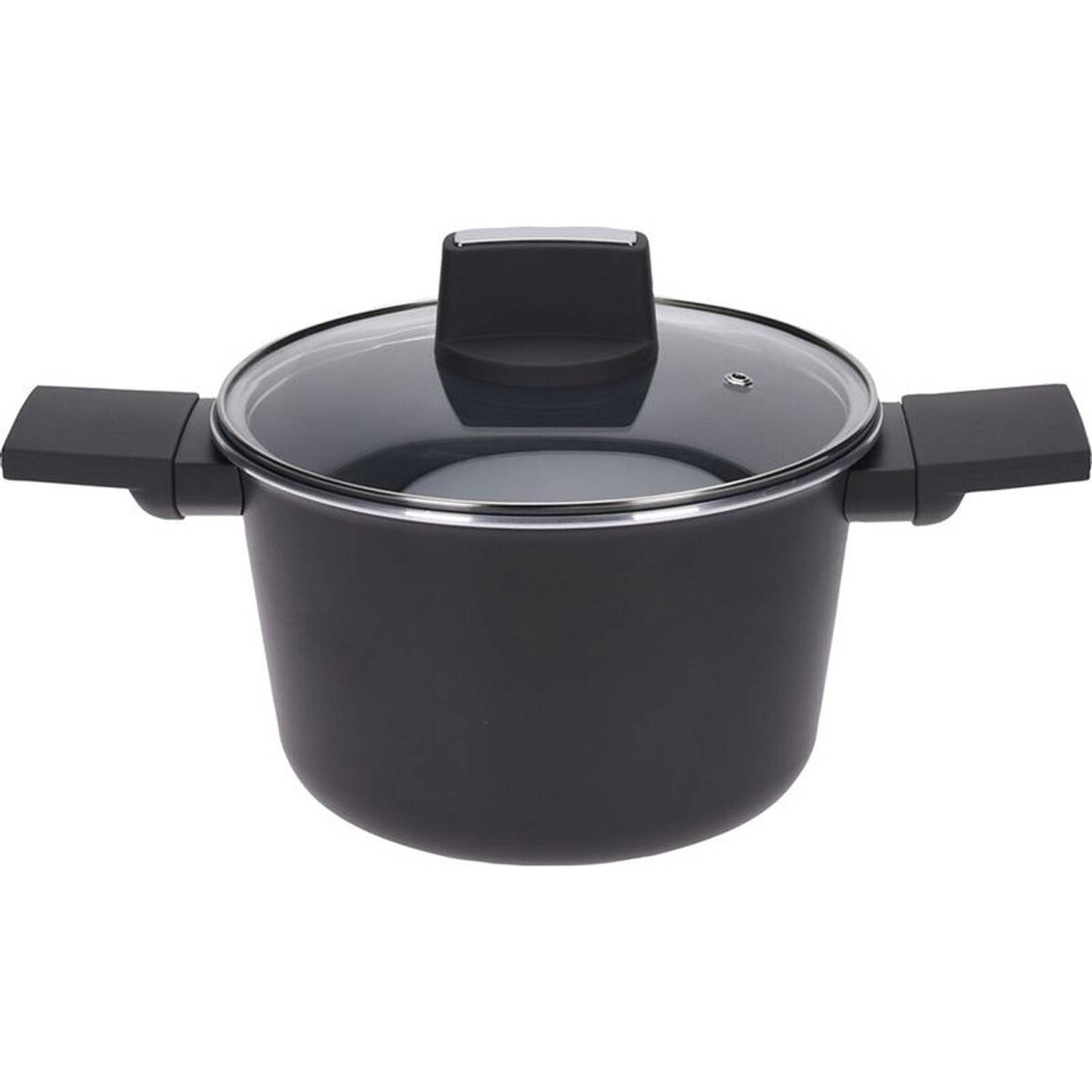 Excellent Houseware Braadpan - Kookpan met Deksel - 20 cm - Zwart