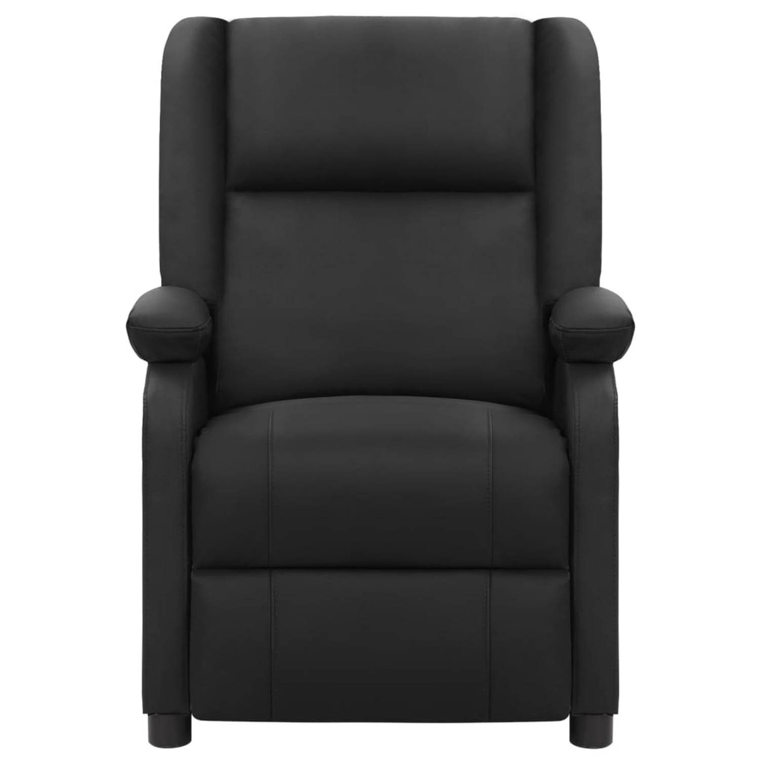 The Living Store Massagestoel echt leer zwart - Fauteuil