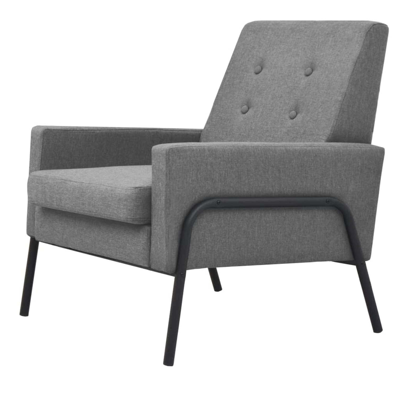 The Living Store Fauteuil staal en stof lichtgrijs - Fauteuil