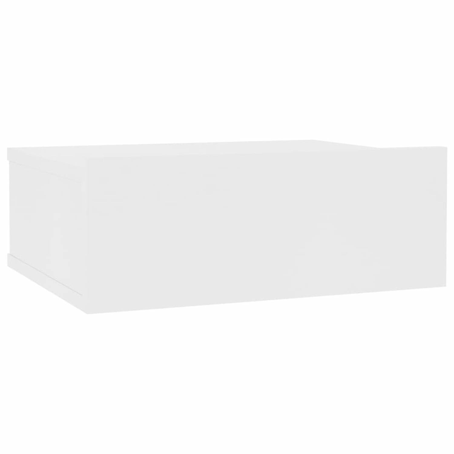 vidaXL Nachtkastje zwevend 40x30x15 cm spaanplaat wit