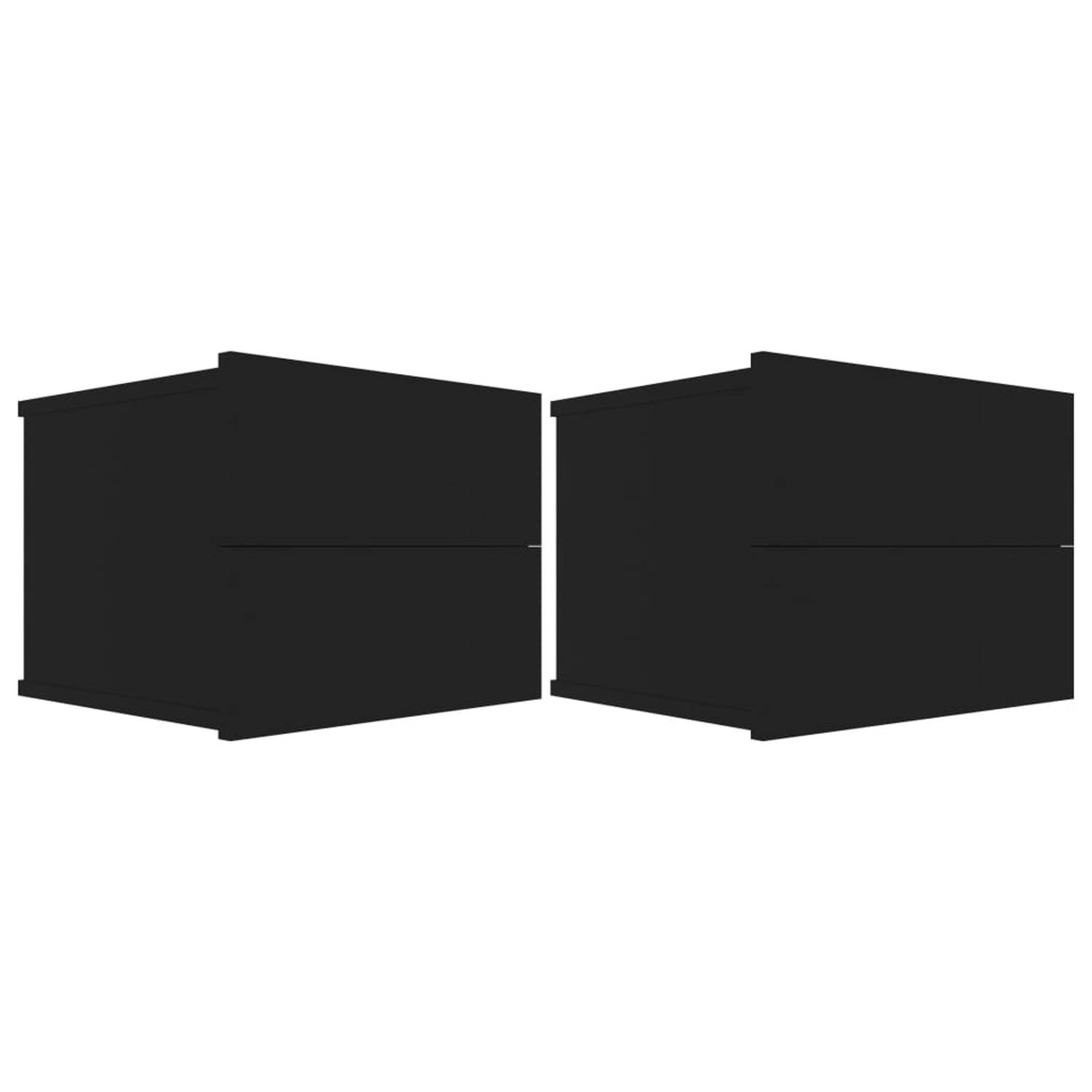 vidaXL Nachtkastjes 2 st 40x30x30 cm spaanplaat zwart