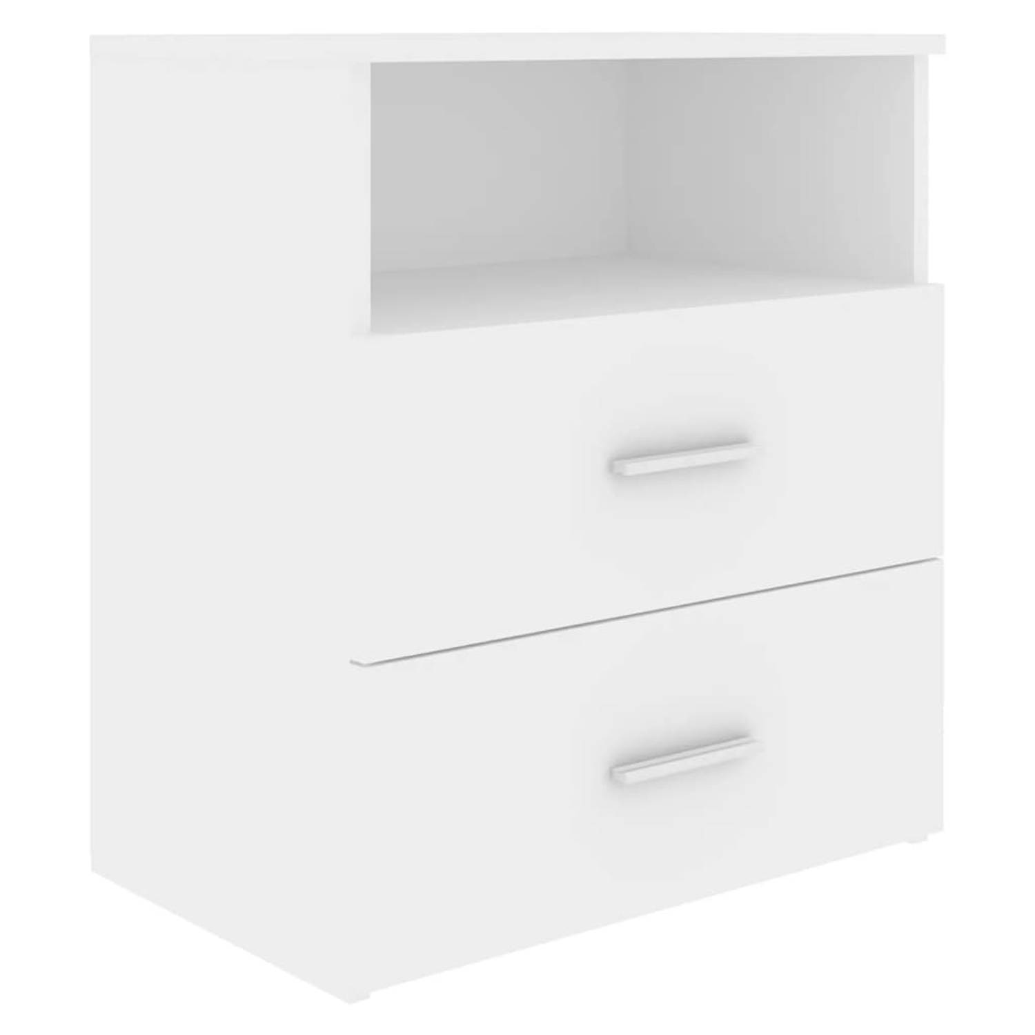 The Living Store Nachtkastje Modern - 2 lades - wit - 50 x 32 x 60 cm