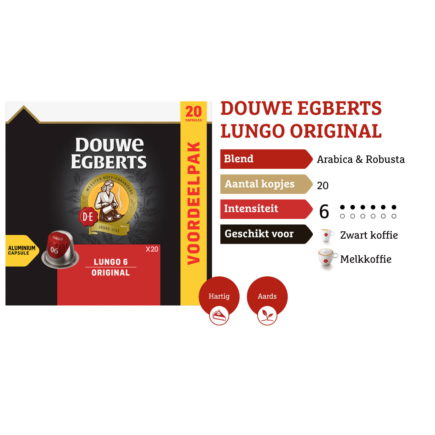 Apt Worden pijn doen Douwe Egberts Lungo Original koffiecups voordeelpak 20 stuks | Blokker
