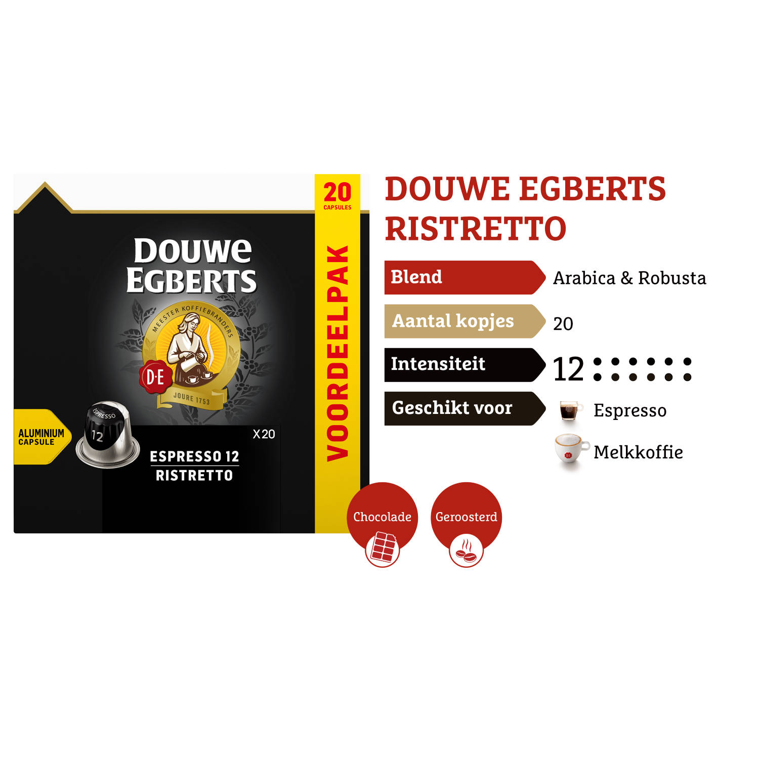 Bezighouden onbekend hersenen Douwe Egberts Espresso Ristretto koffiecups voordeelpak 20 stuks | Blokker