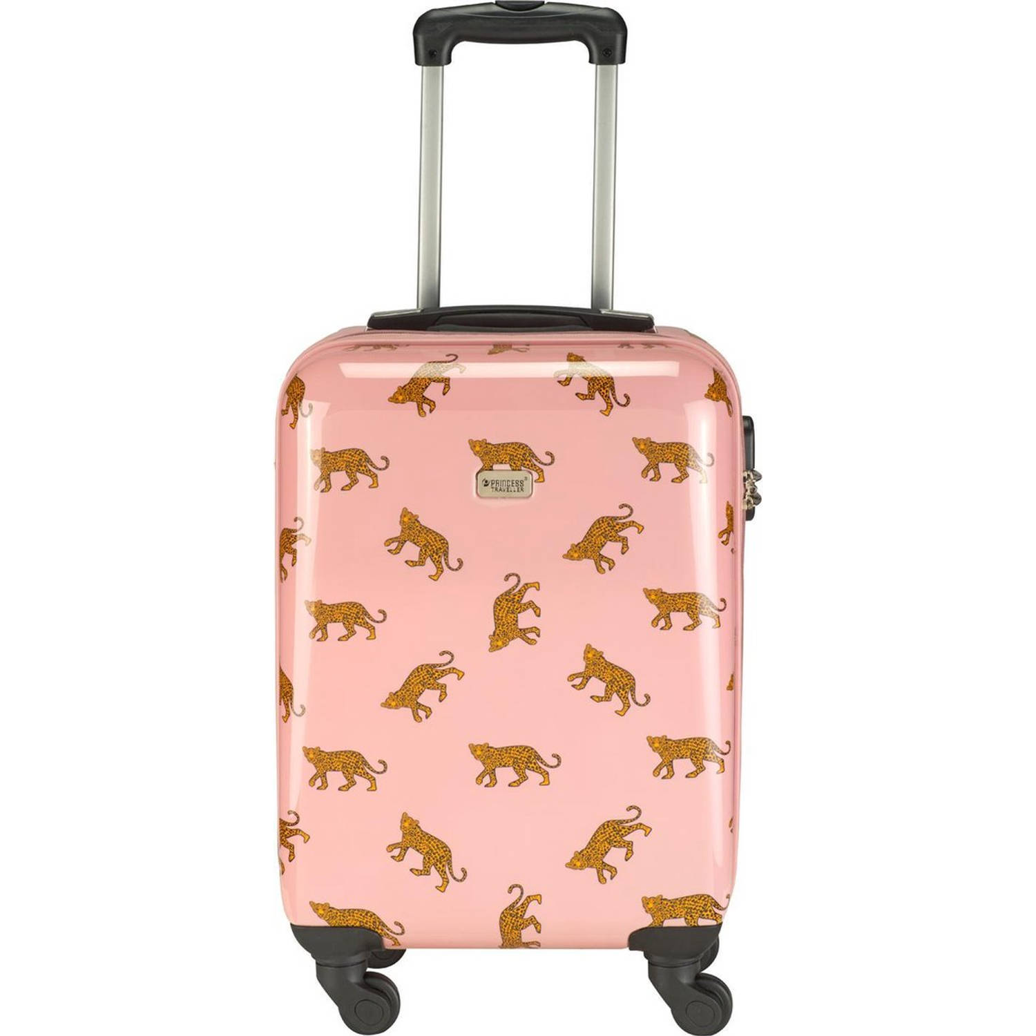 Princess Traveller Trendy Animal Leopard Cabin Trolley S pink Harde Koffer