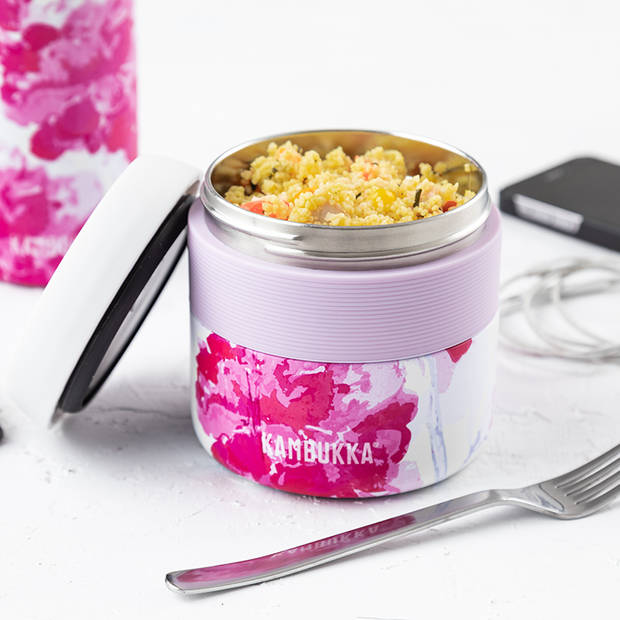 Lunchpot/Thermos Lunchbox - 400 ml - 6 uur warm - Kambukka Voedselcontainer - Bora Pink Blossom
