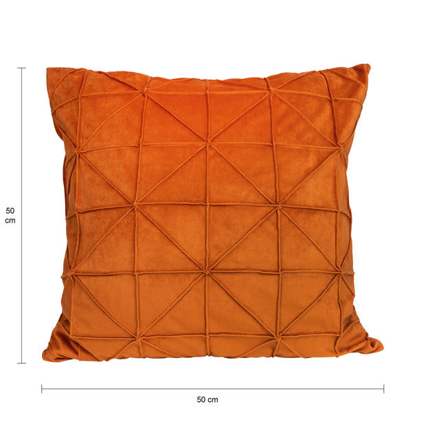 QUVIO Sierkussen gevuld met grafisch patroon - 50 x 50 cm - Fluweel - Oranje