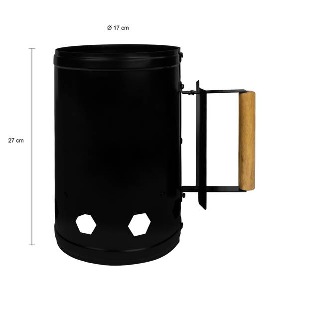 Krumble Houtskoolstarter RVS met houten handvat - Zwart
