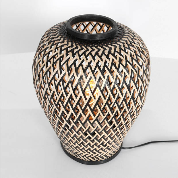 Anne Light & home Tafellamp Maze H 30 cm Bamboe zwart beige