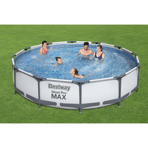 Bestway Zwembad - Steel Pro MAX - 366 x 76 cm - Inclusief WAYS Onderhoudspakket, Filterpomp & Grondzeil