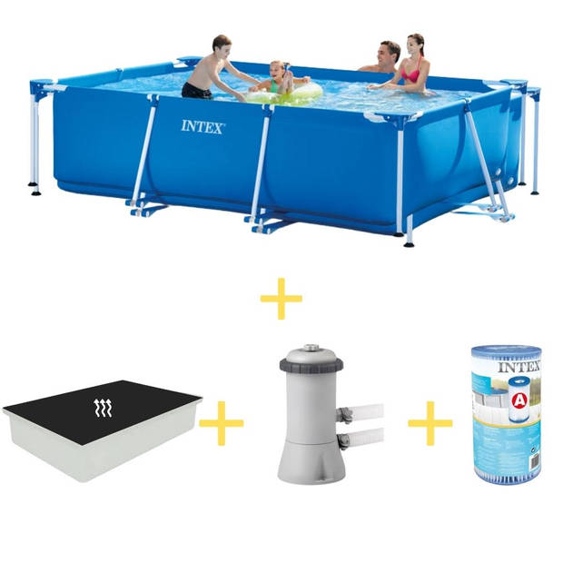 Intex Zwembad - Frame Pool - 300 x 200 x 75 cm - Inclusief Solarzeil, Filterpomp & Filter
