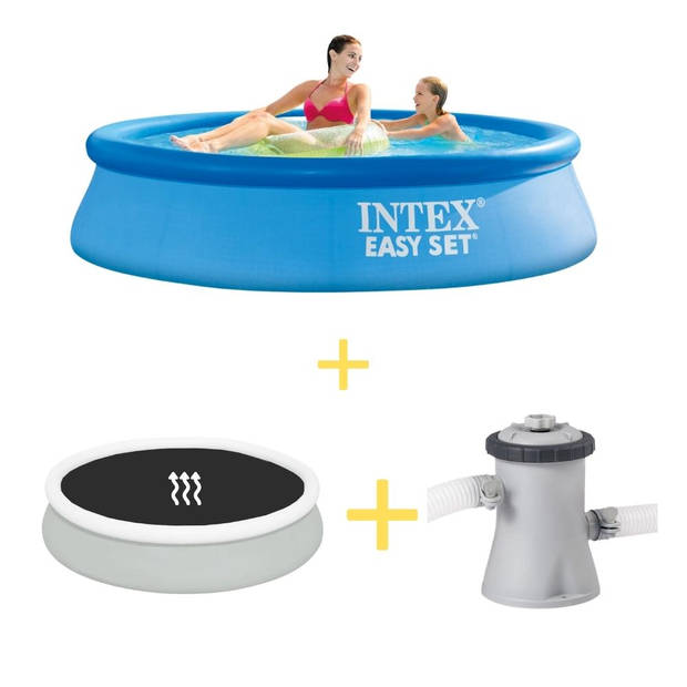 Intex Zwembad - Easy Set - 244 x 61 cm - Inclusief Solarzeil & Filterpomp