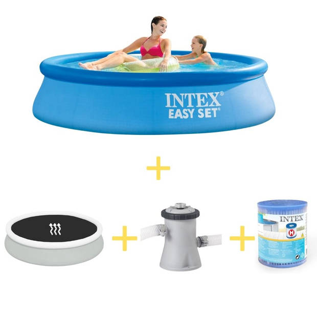 Intex Zwembad - Easy Set - 244 x 61 cm - Inclusief Solarzeil, Filterpomp & Filter