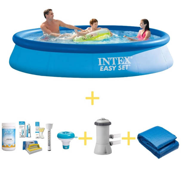 Intex Zwembad - Easy Set - 366 x 76 cm - Inclusief WAYS Onderhoudspakket, Filterpomp & Grondzeil