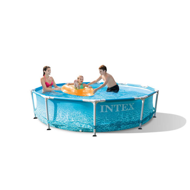 Intex Zwembad - Metal Frame - Strandzijde - 305 x 76 cm - Inclusief Solarzeil & Filterpomp