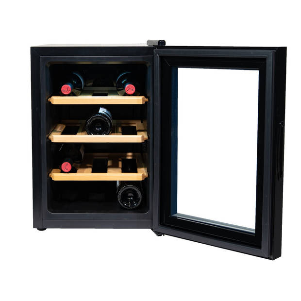 Vinata Adamello Wijnklimaatkast Vrijstaand - Zwart - Wijnkoelkast 12 flessen - 53 x 35.9 x 54.7 cm - Wijnkast glazen