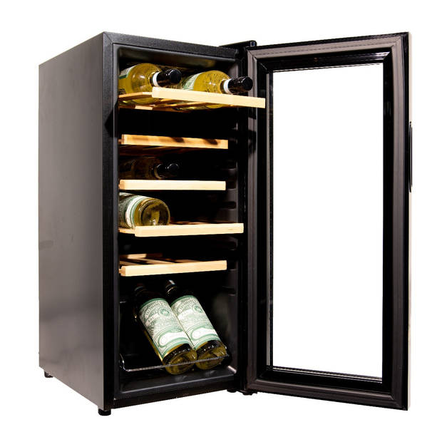 Vinata Lavina Wijnklimaatkast Vrijstaand - Zwart - Wijnkoelkast 18 flessen - 77 x 34.5 x 45 cm - Wijnkast glazen deur