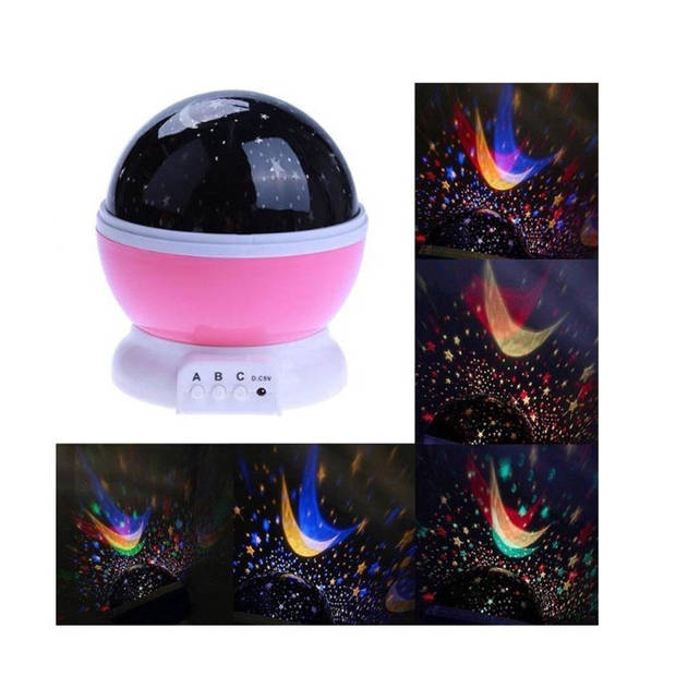 iBello sterrenhemel projector LED-nachtlamp kinderkamer roze