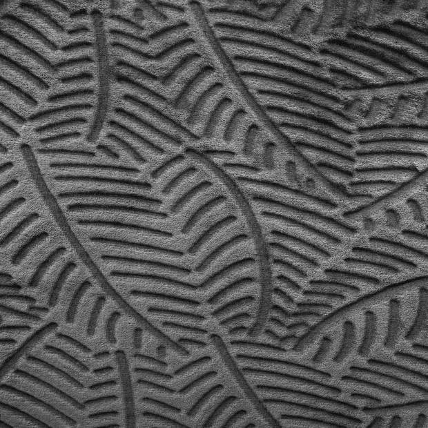 Atmosphera Plaid/bankdeken Leaves - donkergrijs - 220 x 240 cm - polyester fleece - bedsprei - Plaids