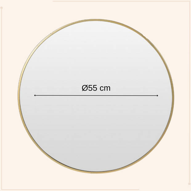 MISOU Spiegel - Rond - Goud - Glas - Wandspiegel - Spiegel badkamer - Diameter 55cm - Accessoires - Wanddecoratie