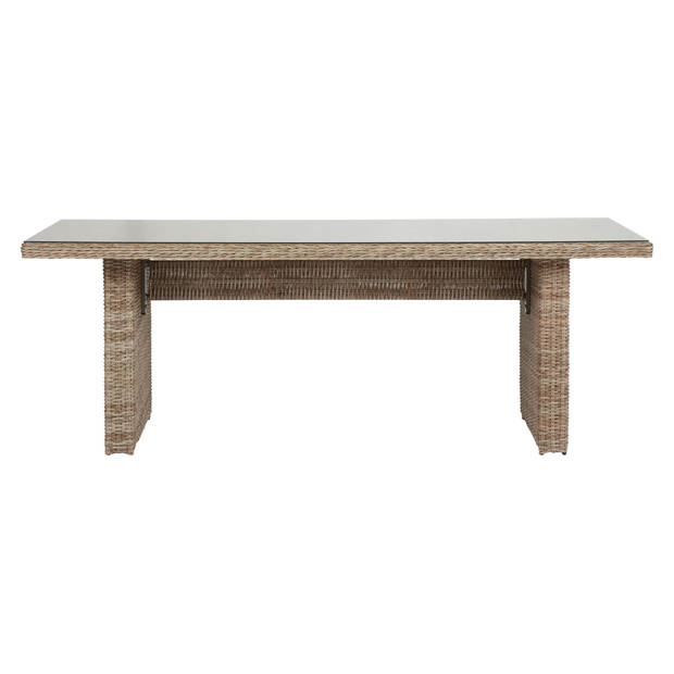 Gram tuintafel 210 x 96 cm, met glasplaat, naturel.