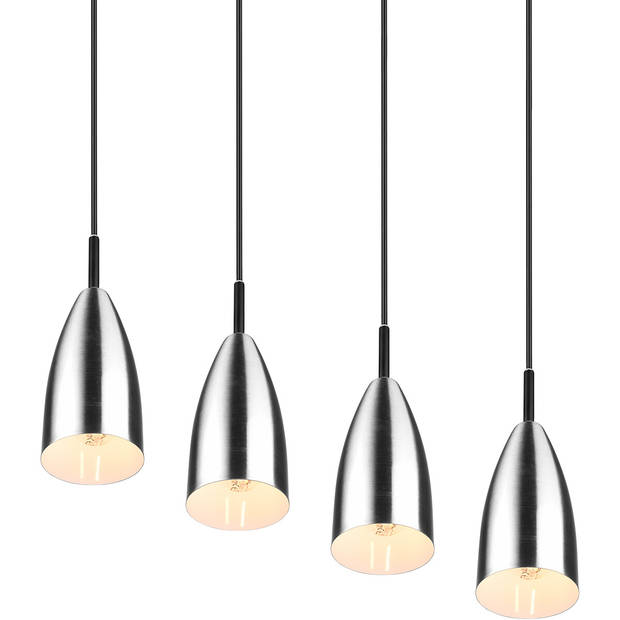 LED Hanglamp - Hangverlichting - Trion Farona - E14 Fitting - 4-lichts - Rond - Mat Nikkel - Aluminium