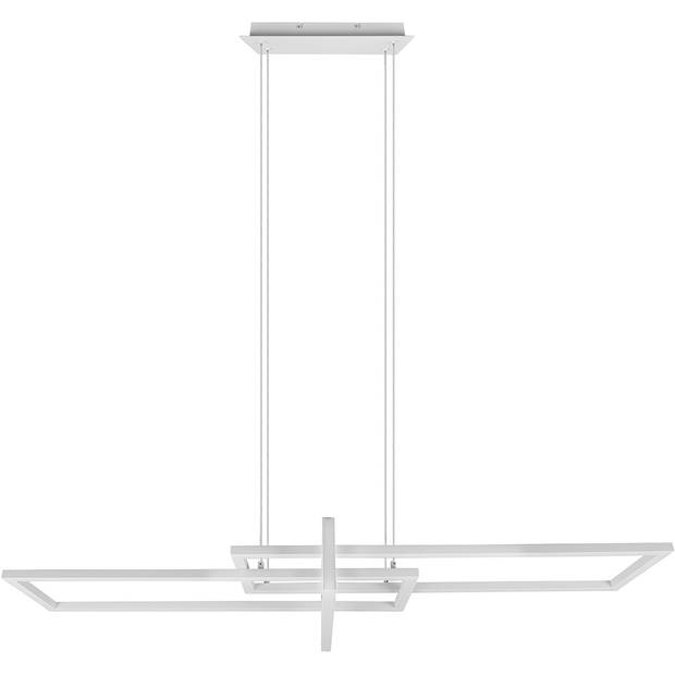 LED Hanglamp - Trion Salana - 34W - Warm Wit 3000K - Dimbaar - Rechthoek - Mat Wit - Aluminium