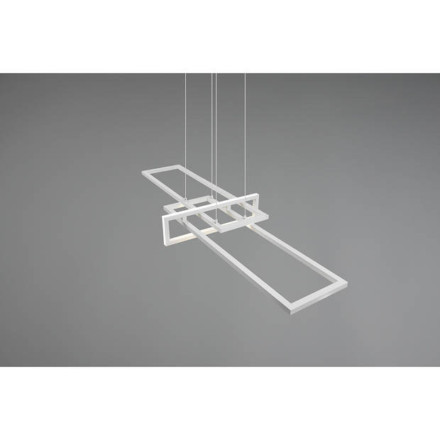 LED Hanglamp - Trion Salana - 34W - Warm Wit 3000K - Dimbaar - Rechthoek - Mat Wit - Aluminium