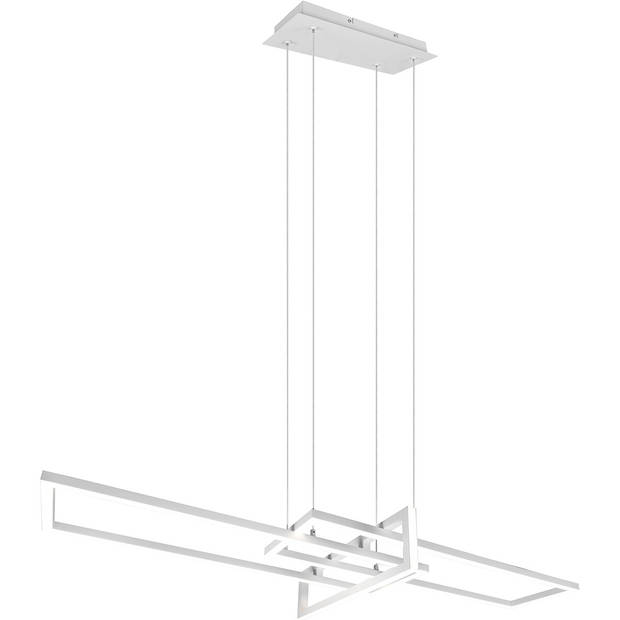 LED Hanglamp - Trion Salana - 34W - Warm Wit 3000K - Dimbaar - Rechthoek - Mat Wit - Aluminium