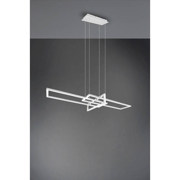 LED Hanglamp - Trion Salana - 34W - Warm Wit 3000K - Dimbaar - Rechthoek - Mat Wit - Aluminium