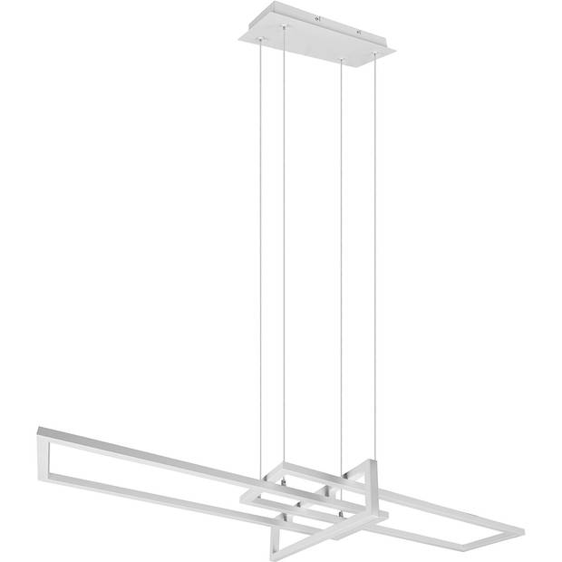 LED Hanglamp - Trion Salana - 34W - Warm Wit 3000K - Dimbaar - Rechthoek - Mat Wit - Aluminium