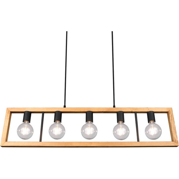 LED Hanglamp - Hangverlichting - Trion Aplon - E27 Fitting - 4-lichts - Rechthoek - Mat Zwart - Aluminium