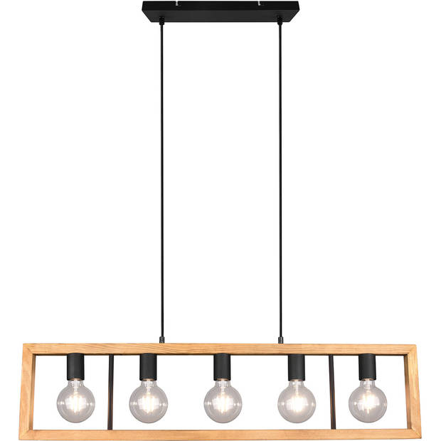 LED Hanglamp - Hangverlichting - Trion Aplon - E27 Fitting - 4-lichts - Rechthoek - Mat Zwart - Aluminium