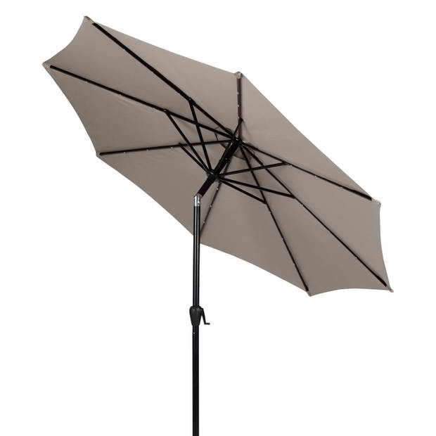 Felix parasol met slinger, kantelfunctie en zonne-energie Ø 3 m, grijs.