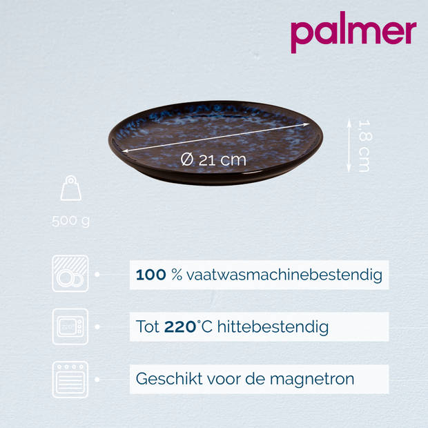 Palmer Bord Bama Blue 21 cm Blauw Stoneware 2 stuks