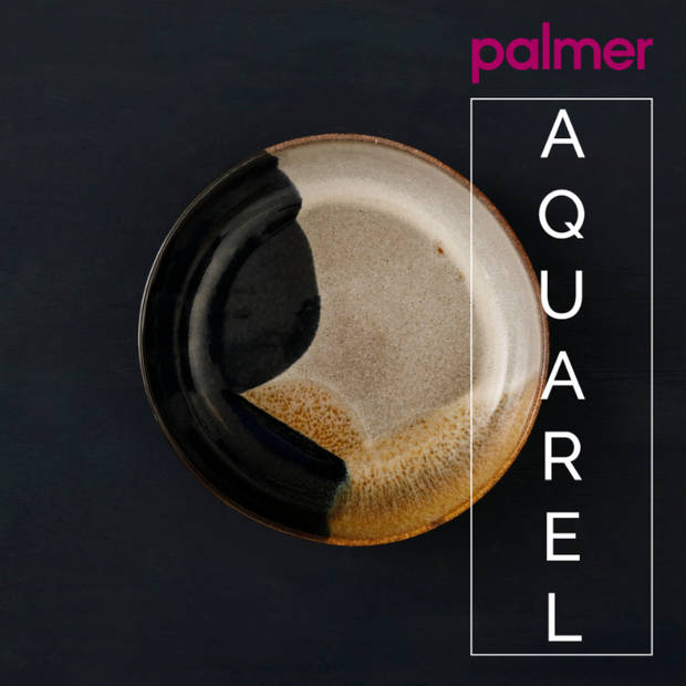 Palmer Schaal Aquarel 17.5 cm 80 cl Beige Blauw Stoneware 2 stuks