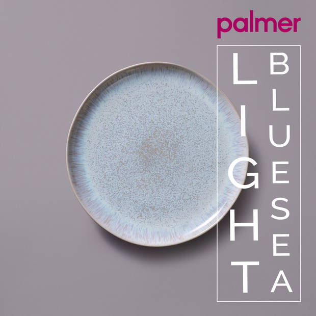 Palmer Bord Light Blue Sea 28.5 cm Blauw Wit Stoneware 2 stuks