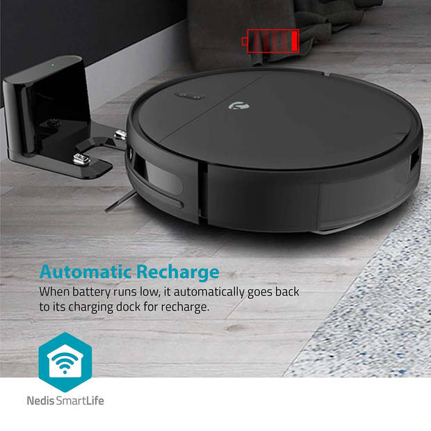Nedis 3-in-1 Smart Robotstofzuiger - Wi-Fi - Android™ / IOS - Zwart
