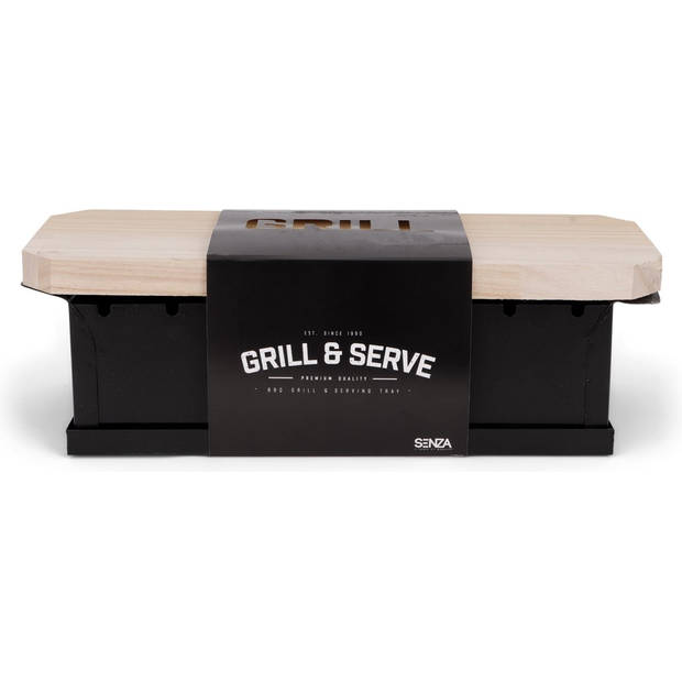 SENZA Grill BBQ Met Serveerplank - 2-in-1 Set - Zwart - 36x13,5x11,5cm