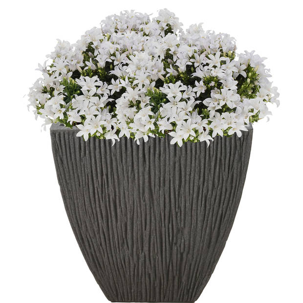 Pro Garden plantenpot/bloempot - Tuin - kunststof - grijs - D42 x H43 cm - Plantenpotten